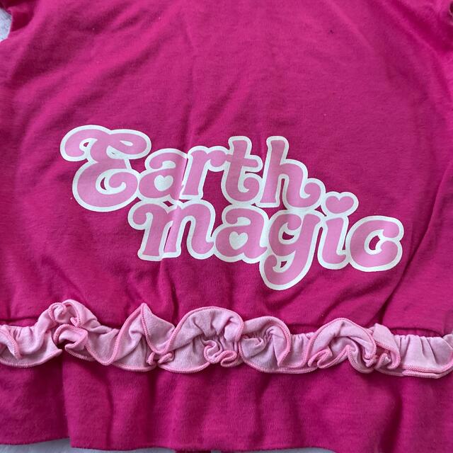 EARTHMAGIC(アースマジック)の㉒半袖クマ耳パーカー100cm キッズ/ベビー/マタニティのキッズ服女の子用(90cm~)(ジャケット/上着)の商品写真