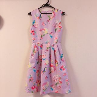 チェスティ(Chesty)の【美品】みーみーさま　花柄ワンピース チェスティ　サイズ0 小鳥ワンピース(ひざ丈ワンピース)