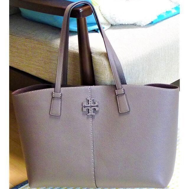 Tory Burch - 美品 レザートートバッグ MCGRAW TOTE SILVER MAPLE