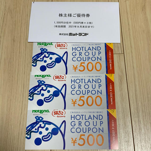 ホットランド　株主優待券1500円分 チケットの優待券/割引券(レストラン/食事券)の商品写真