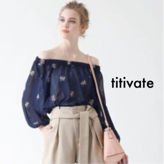 ティティベイト(titivate)のtitivate 刺繍ボリューム袖オフショルダーブラウス(シャツ/ブラウス(長袖/七分))