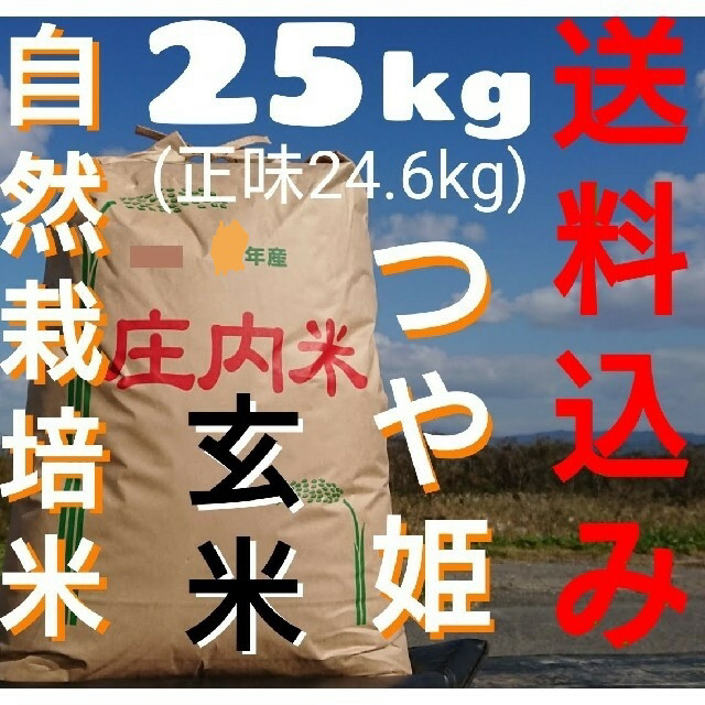 氷温熟成　玄米25kg　自然栽培　山形県庄内米　４年産　無農薬　つや姫　本店は