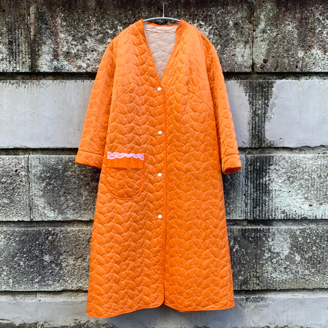 春先取りの Grimoire coat collarless Quilted Vintage 60's - ロングコート