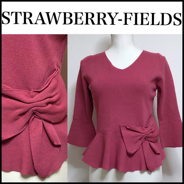 STRAWBERRY-FIELDS(ストロベリーフィールズ)の〖未使用・新品同様〗上質生地 ウエストリボン 春〜秋ニット レディースのトップス(ニット/セーター)の商品写真