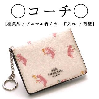 コーチ(COACH)の【極美品】◇コーチ◇アニマル柄 / 薄ピンク / カード入れ / コンパクト(名刺入れ/定期入れ)