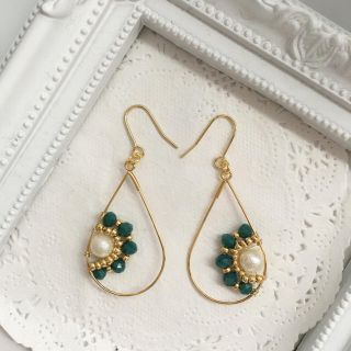 秋色♡モスグリーン♡フープピアス♡(ピアス)