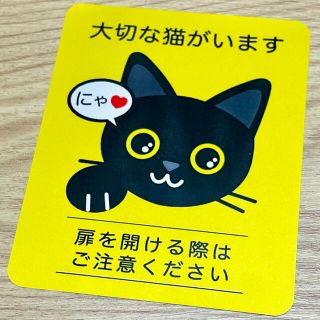 【クロ】猫がいます四角ステッカー5y　ネコねこシール(猫)