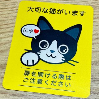 【ハチワレ鼻黒】猫がいます四角ステッカー5y　ネコねこシール(猫)