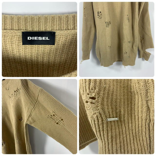 DIESEL ディーゼル ニット ダメージ デザイン ロゴ プレート 3