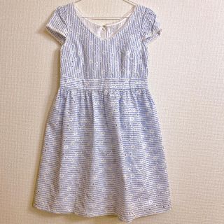 ジルスチュアート(JILLSTUART)のJILLSTUART 水色　ストライプ　花柄　ワンピース(ひざ丈ワンピース)