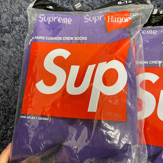 Supreme(シュプリーム)のsupreme Hanes Crew Socks purple 4足セット メンズのレッグウェア(ソックス)の商品写真