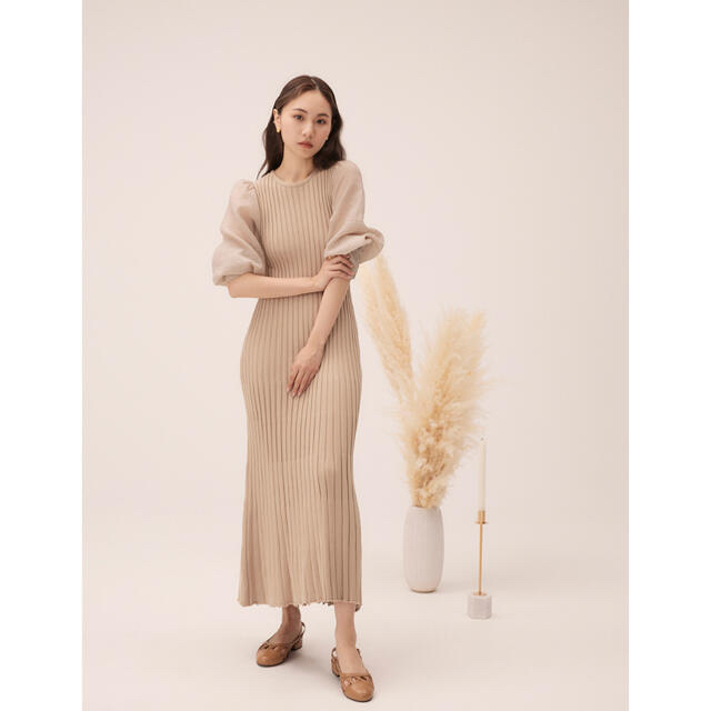 RANDEBOO Puff knit dress ウェーブトップスセットニットワンピース