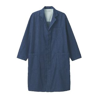 ムジルシリョウヒン(MUJI (無印良品))の【新品】 無印良品インド綿デニムコート男女兼用／Ｓ～Ｍ／インディゴブルー (ステンカラーコート)