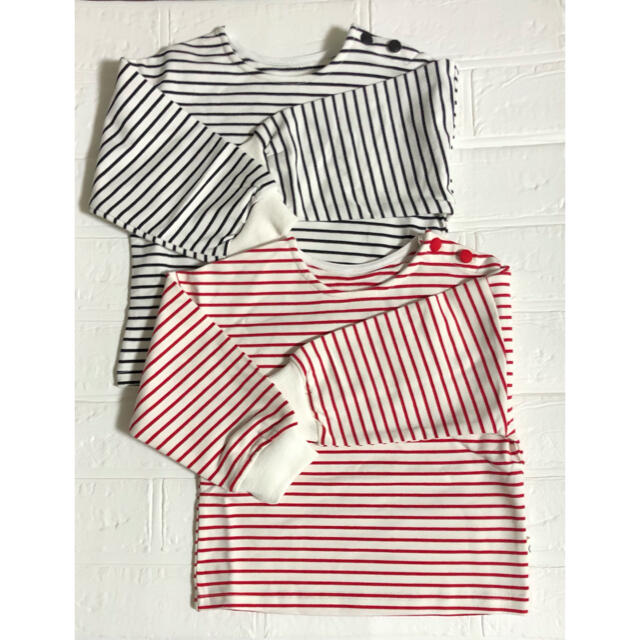 ボーダー長袖Tシャツ　90  トップス ロンT 韓国子供服 キッズ/ベビー/マタニティのキッズ服女の子用(90cm~)(Tシャツ/カットソー)の商品写真