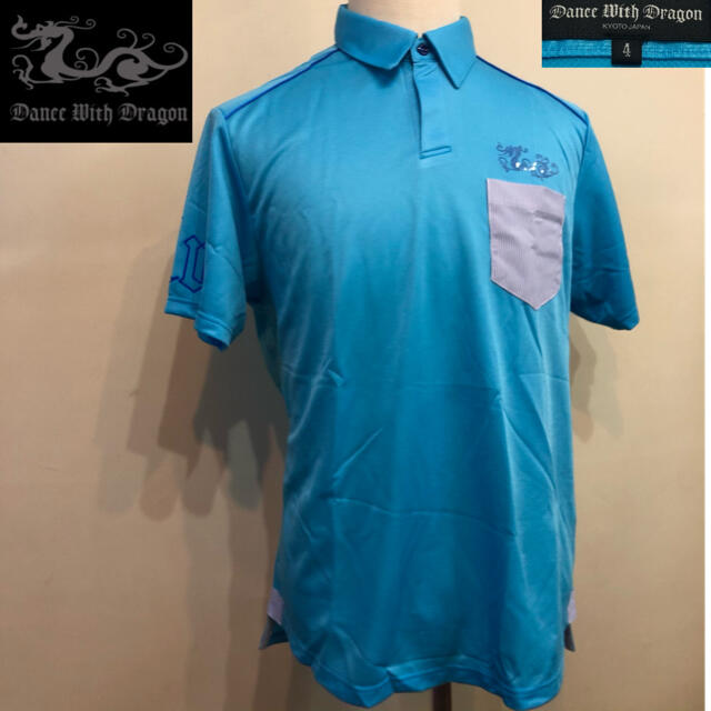 ダンスウィズドラゴン ゴルフ スポーツシャツ ポロシャツ ブルー サイズ4580mm肩幅