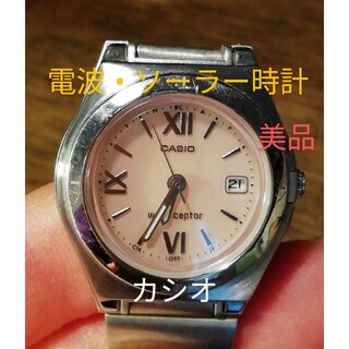 カシオ(CASIO)のラ278.　美品　カシオ・ウェーブセプター　電波・ソーラー時計　デイト　①(腕時計)