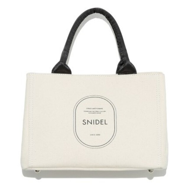 SNIDEL(スナイデル)の新品タグ付　キャンパスエコバッグ　白　白黒　SNIDEL レディースのバッグ(トートバッグ)の商品写真