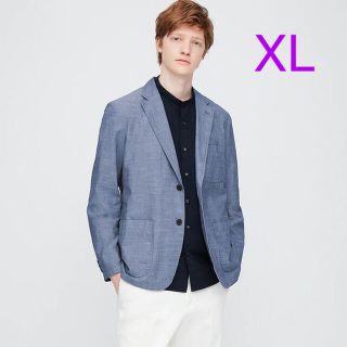 ユニクロ(UNIQLO)のユニクロ ライトウェイトジャケット（シャンブレー）XLサイズ／ブルー 新品！(テーラードジャケット)