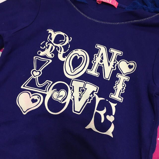 RONI(ロニィ)のサンプルRONI♥️フード付きTシャツ♥️Sブルー キッズ/ベビー/マタニティのキッズ服女の子用(90cm~)(Tシャツ/カットソー)の商品写真