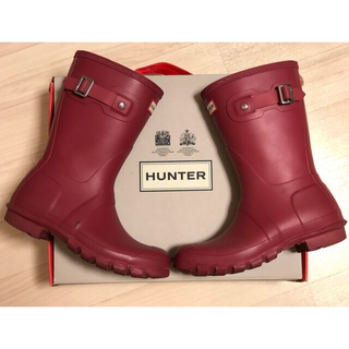 ハンター(HUNTER)の中古　HUNTER　長靴　EU37サイズ（23.5cm） 赤紫色　使用感有(レインブーツ/長靴)