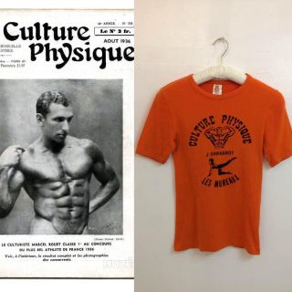 マルタンマルジェラ(Maison Martin Margiela)のフランスヴィンテージ CULTURE PHYSIQUE フロッキープリントT(Tシャツ(半袖/袖なし))