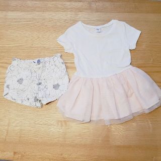 オールドネイビー(Old Navy)のOLD NAVY ４T チュニックワンピース　ショートパンツ2枚セット(ワンピース)