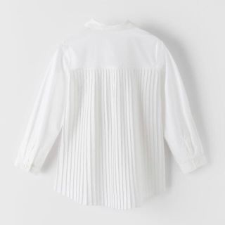 ザラキッズ(ZARA KIDS)の新品  ZARA バック プリーツ シャツ  チュニック  ホワイト  150(ブラウス)