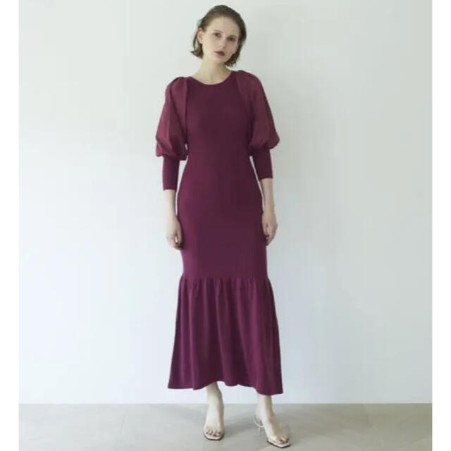 Rosary moon(ロザリームーン)の🌙rosary moon🌙Balloon Sleeve Knit Dress レディースのワンピース(ロングワンピース/マキシワンピース)の商品写真