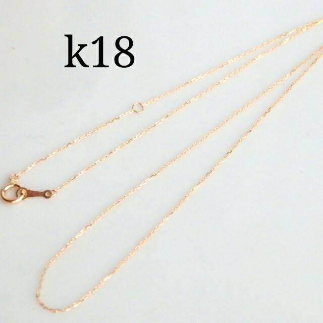 k18ネックレス　4面ダイヤカットあずきチェーンネックレス　18金　18k