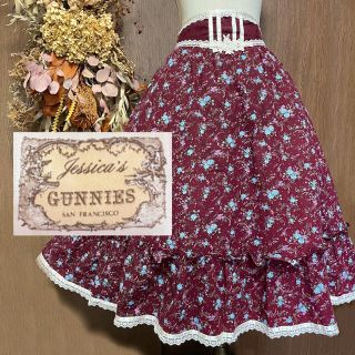 ガニーサックス(GUNNE SAX)のガニーサックス　スカート　花柄　ボルドー(ひざ丈スカート)