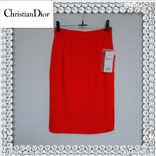 クリスチャンディオール(Christian Dior)のChristian Dior クリスチャンディオール タイトスカート オレンジ(ひざ丈スカート)