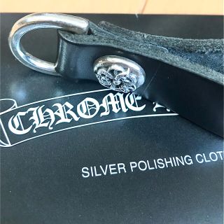 クロムハーツ(Chrome Hearts)のクロムハーツ Dキーリング ケルティック ボタン ブラック レザー(キーホルダー)