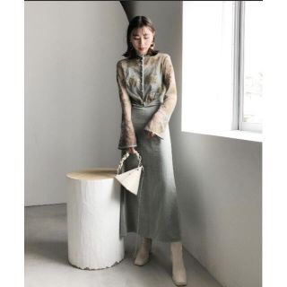 アメリヴィンテージ(Ameri VINTAGE)のFLOWER LACE DRESS セージグリーン　Sサイズ(ロングワンピース/マキシワンピース)