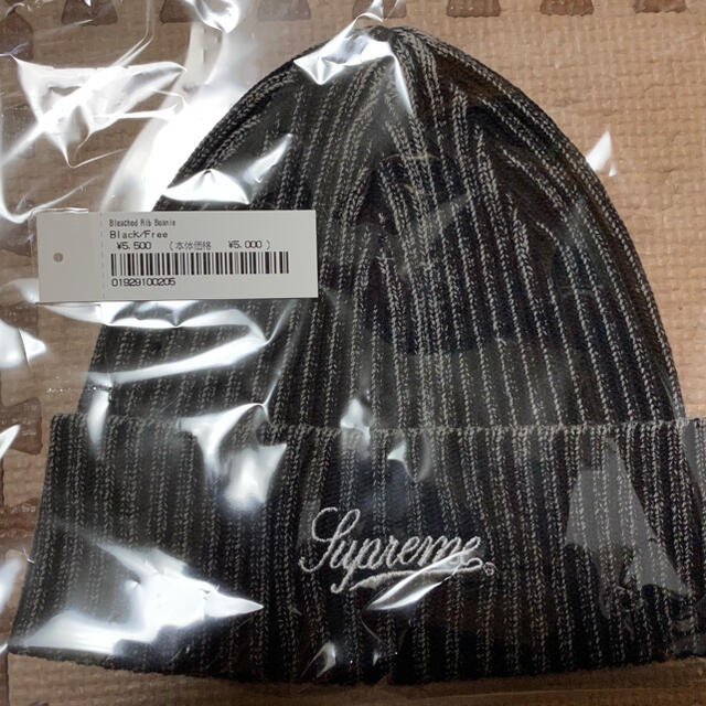 Supreme bleached rib beanie BLACK ビーニー 黒