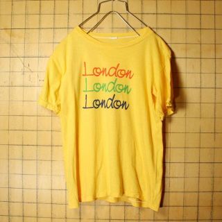 EURO London半袖TシャツイエローメンズXS レディースSM aw117(Tシャツ/カットソー(半袖/袖なし))