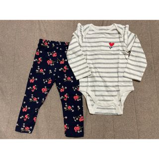 ベビーギャップ(babyGAP)の新品　花柄＆ハート　長袖ボディ＆レギンス　90cm(パンツ/スパッツ)