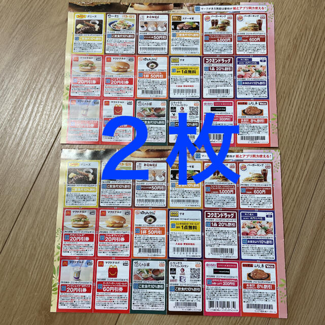 JAF クーポン　4月　中部本部　2枚セット チケットの優待券/割引券(レストラン/食事券)の商品写真