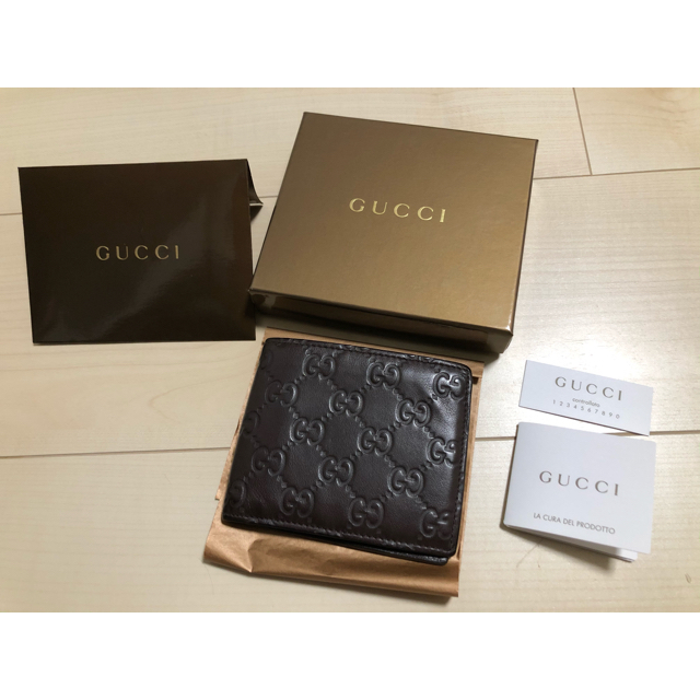 Gucci(グッチ)のGUCCI グッチ ブラウン カードケース 145754 53456 グッチシマ メンズのファッション小物(折り財布)の商品写真