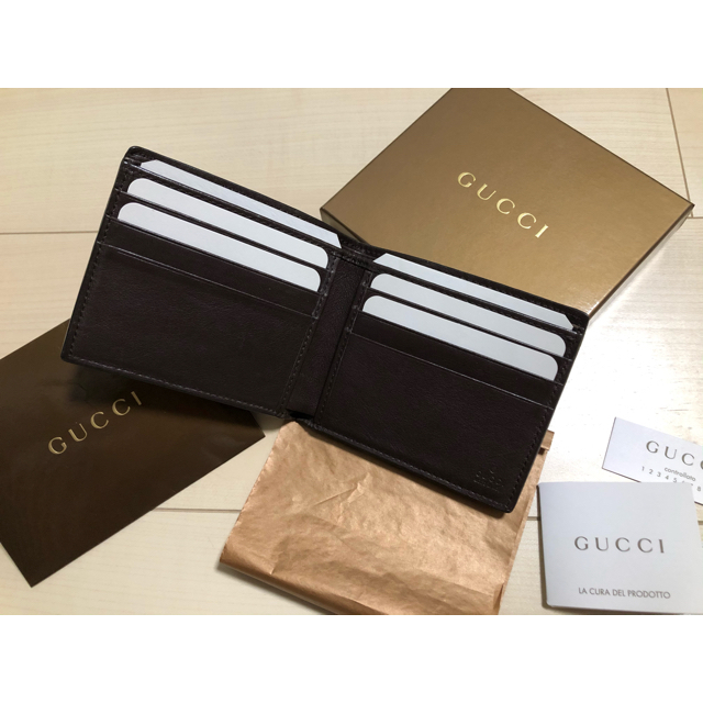 Gucci(グッチ)のGUCCI グッチ ブラウン カードケース 145754 53456 グッチシマ メンズのファッション小物(折り財布)の商品写真