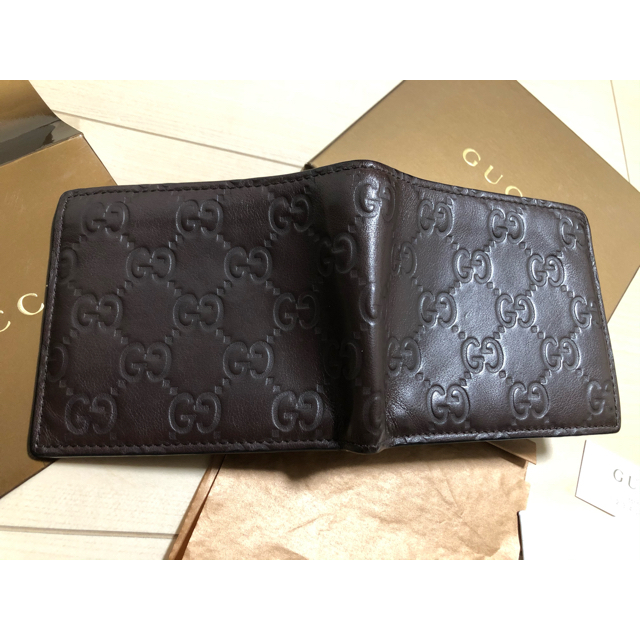 Gucci(グッチ)のGUCCI グッチ ブラウン カードケース 145754 53456 グッチシマ メンズのファッション小物(折り財布)の商品写真