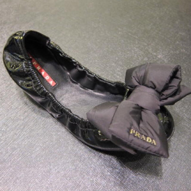 専用【美品】PRADA プラダ リボン レザー バレエシューズ 約22.5cm