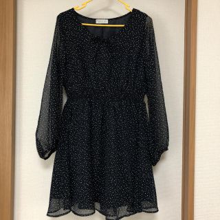 イーハイフンワールドギャラリー(E hyphen world gallery)のイーハイフン 花柄ワンピース 水玉 秋服 長袖 シフォン ウエストギャザー(ひざ丈ワンピース)