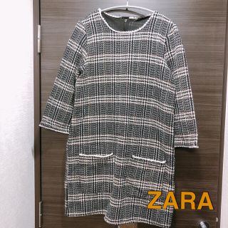 ザラ(ZARA)のZARA 膝上 ワンピース コットン素材 裏地付き(ミニワンピース)