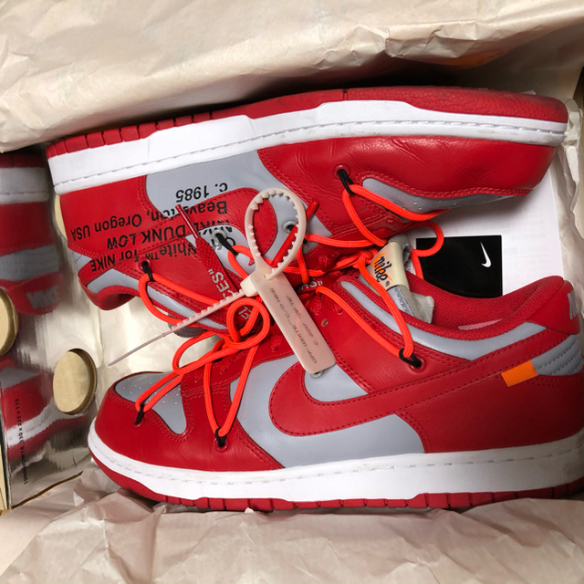 OFF-WHITE(オフホワイト)のNike Dunk Low Off-White University Red メンズの靴/シューズ(スニーカー)の商品写真