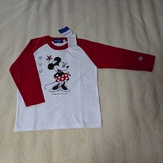 ディズニー(Disney)の難あり ディズニー 長袖 七分袖 白×赤 ミニーマウス 綿100% ラグラン袖(Tシャツ/カットソー)