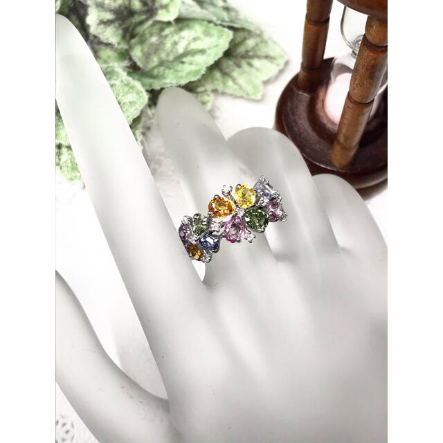 【専用出品】百花繚乱☆サファイア 計3.70ct / ダイヤ K14 リング レディースのアクセサリー(リング(指輪))の商品写真