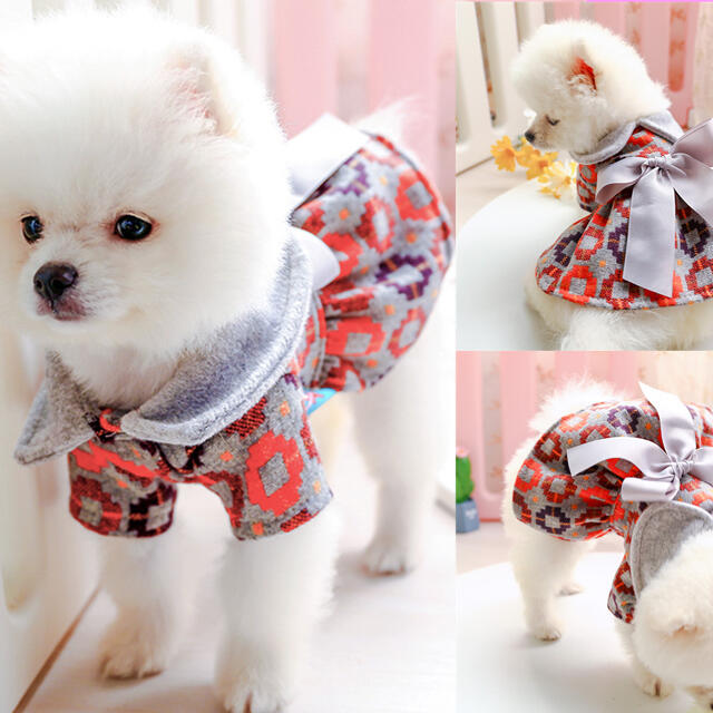 最安値に挑戦! NICE DOG●犬用ワンピースドットリボンM