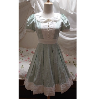 ヴィクトリアンメイデン(Victorian maiden)のVictorian maiden ギンガムフリルタックドレス ミント(ひざ丈ワンピース)