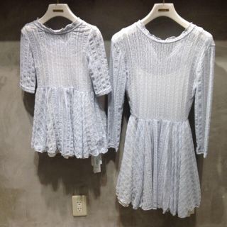 スナイデル(SNIDEL)のsnidel♡春色♡新品タグ付き♡レースワンピース♡blue(ミニワンピース)