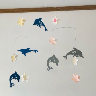 海のモビール ❤︎イルカとプルメリア❤︎ハンドメイド インテリア 夏 海 マリン(モビール)